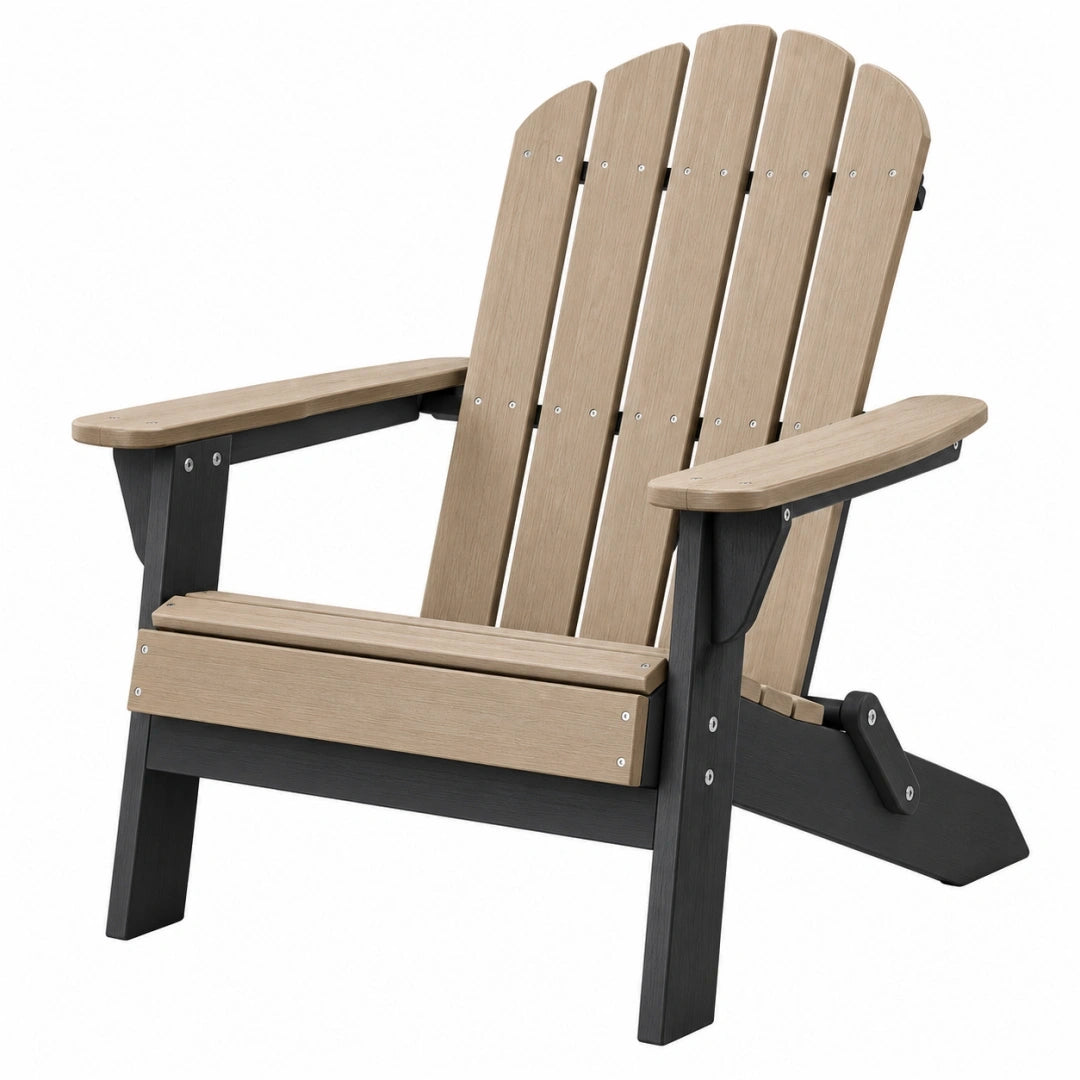 Fotel ogrodowy Adirondack 83 x 81 x 98 cm z tworzywa sztucznego beżowo-czarny z podłokietnikami