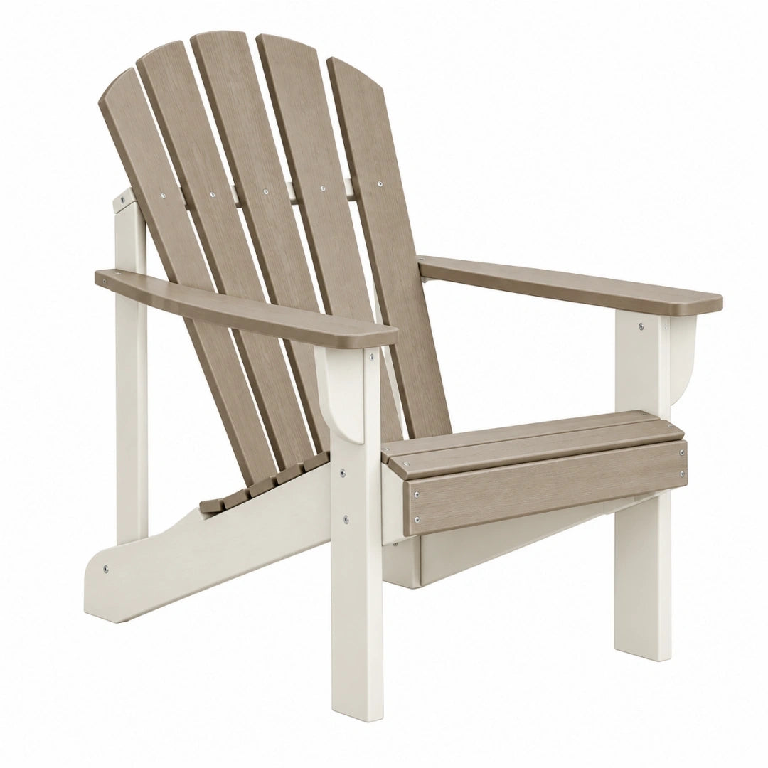 Krzesło ogrodowe Adirondack 83 x 80 x 95 cm z tworzywa sztucznego beżowo-białe