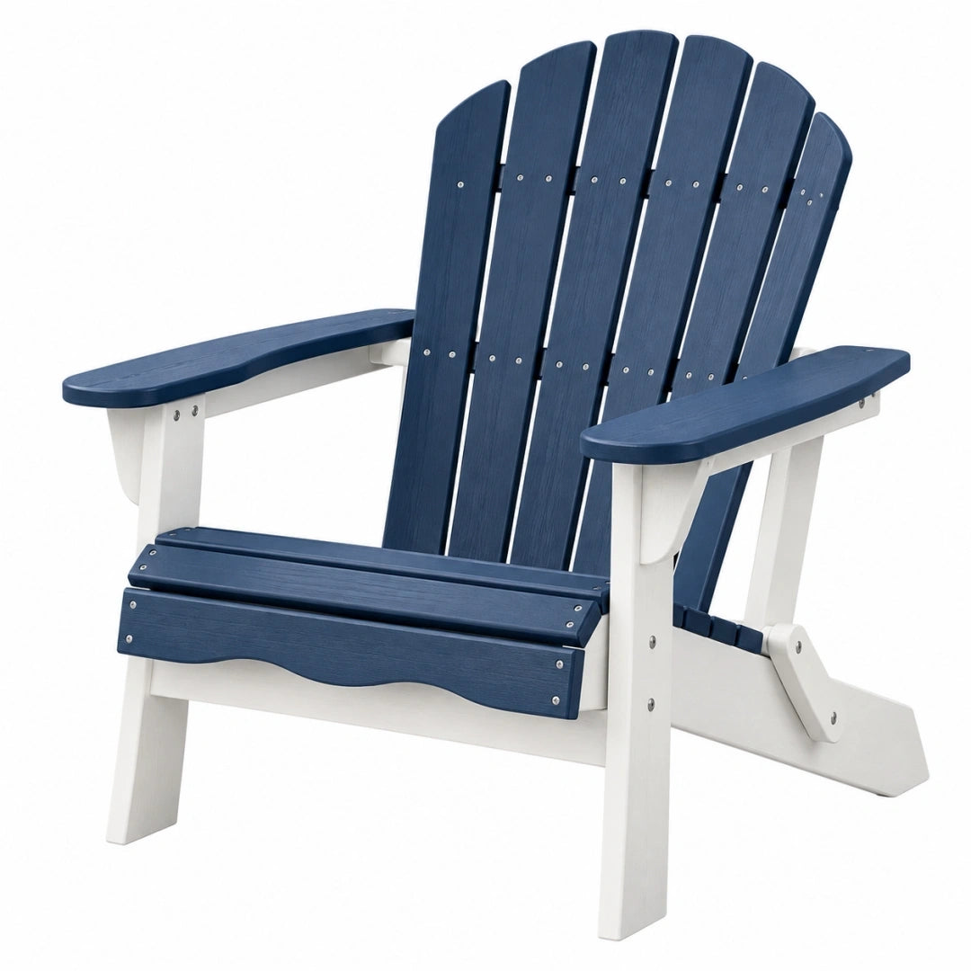 Fotel ogrodowy Adirondack 80 x 76 x 100 cm z drewna granatowo-biały