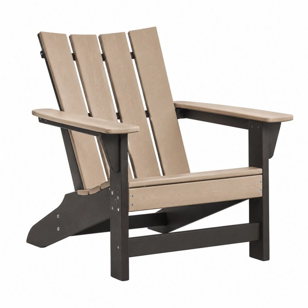 Fotel ogrodowy 80 x 76 x 95 cm z tworzywa sztucznego beżowo-czarny w stylu Adirondack