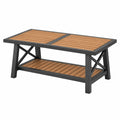 Stolik kawowy ogrodowy 120 x 60 x 45 cm drewniano-metalowy brązowy/czarny z dolną półką