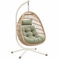 Fotel wiszący ogrodowy 105 x 105 x 195 cm rattanowy zielony - kokon na metalowym stelażu