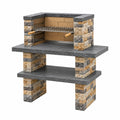 Grill ogrodowy 120 x 70 x 180 cm z kamienia i stali szary rustykalny z regulowanym rusztem