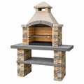 Grill ogrodowy 140 x 70 x 210 cm z kamienia i cegły beżowo-szary rustykalny z rusztem