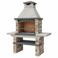 Grill ogrodowy murowany 150 x 80 x 230 cm z kamienia szary z kominem do grillowania