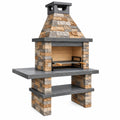 Grill ogrodowy 100 x 70 x 210 cm z kamienia i betonu wielokolorowy z rusztem